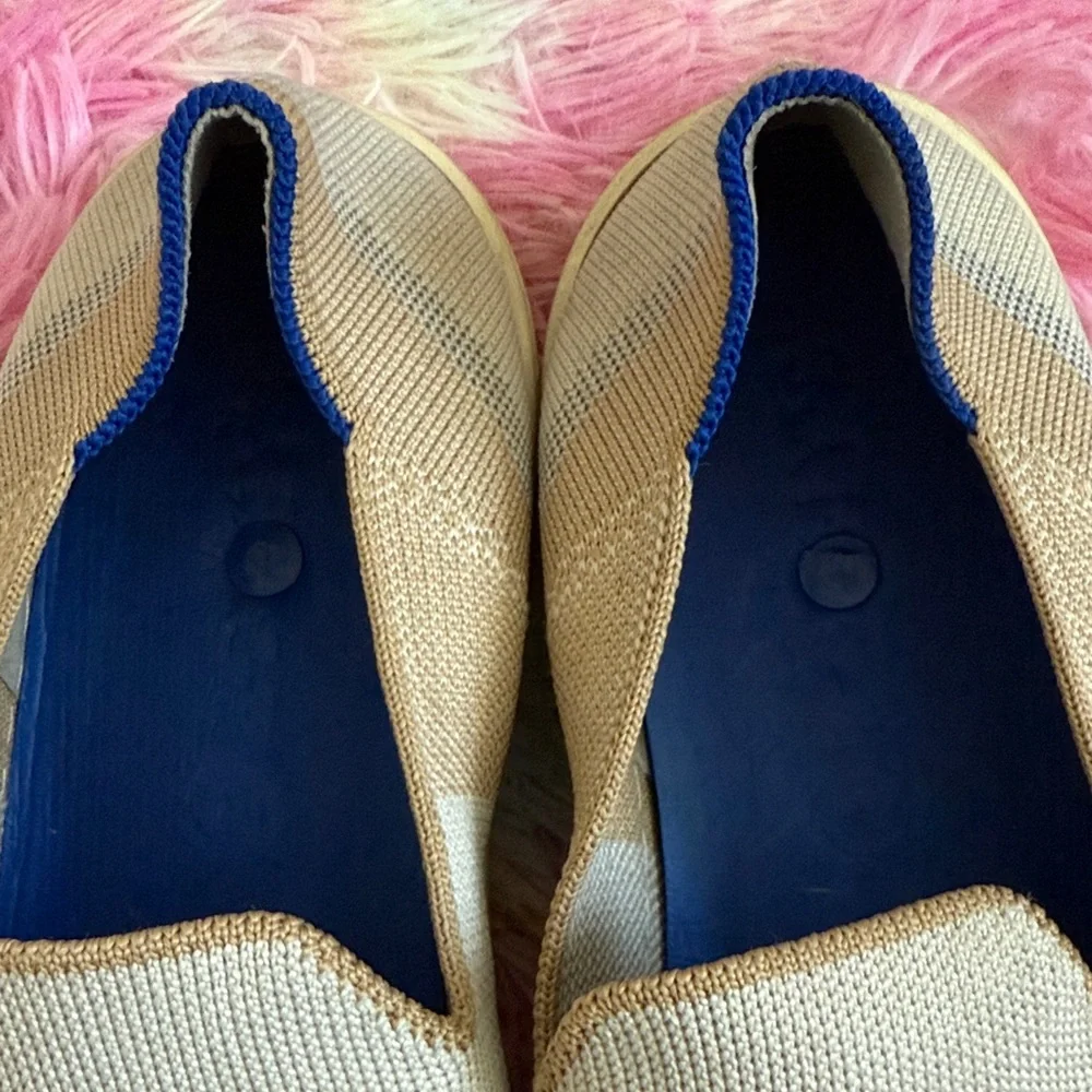 Rothy's Beige and Light Gray Slip-On Loafers